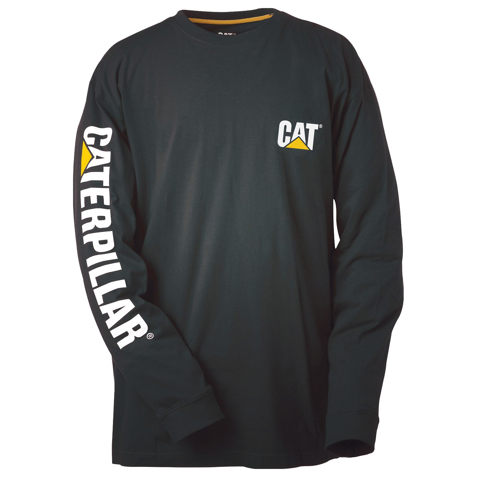 Caterpillar Clothing Pakistan - Caterpillar Trademark Banner Long Sleeve Mens T-Shirts Black (598270-XYK)